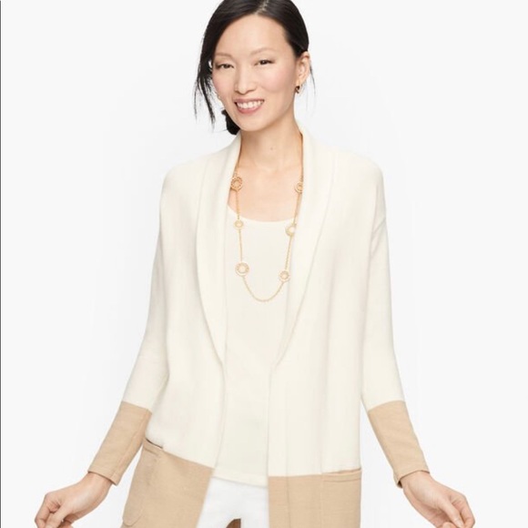 NEW Talbots Shawl Collar Duster - Colorblock Sz PS - Picture 2 of 9